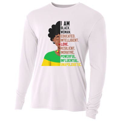 I Am Black Woman Educated Unapologetic African Girl Women Cooling Performance Long Sleeve Crew