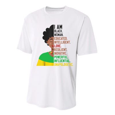 I Am Black Woman Educated Unapologetic African Girl Women Performance Sprint T-Shirt