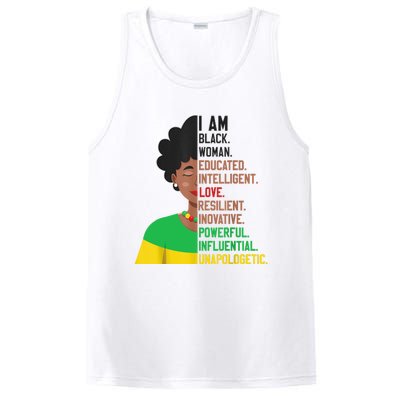 I Am Black Woman Educated Unapologetic African Girl Women PosiCharge Competitor Tank