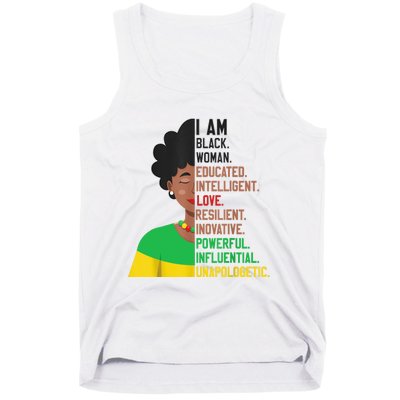 I Am Black Woman Educated Unapologetic African Girl Women Tank Top