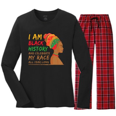 I Am Black History And Celebrate My Race All Year Long Black Girl Africa Women's Long Sleeve Flannel Pajama Set 