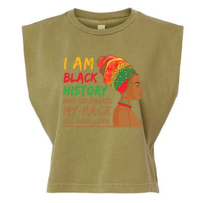 I Am Black History And Celebrate My Race All Year Long Black Girl Africa Garment-Dyed Women's Muscle Tee