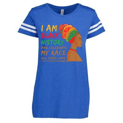 I Am Black History And Celebrate My Race All Year Long Black Girl Africa Enza Ladies Jersey Football T-Shirt