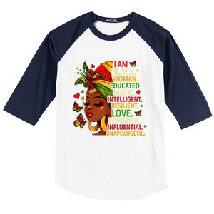 I Am Black Woman Educated Magic Intelligent Melanin Baseball Sleeve Shirt