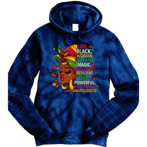 I Am Black Woman Educated Magic Intelligent Melanin Tie Dye Hoodie