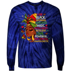 I Am Black Woman Educated Magic Intelligent Melanin Tie-Dye Long Sleeve Shirt