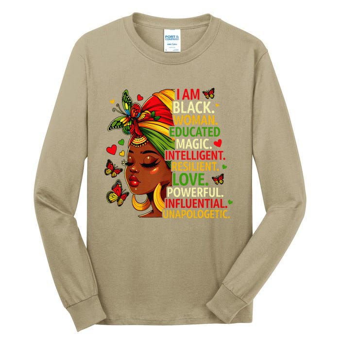 I Am Black Woman Educated Magic Intelligent Melanin Tall Long Sleeve T-Shirt