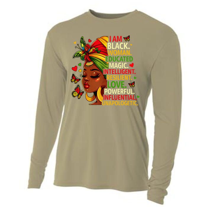 I Am Black Woman Educated Magic Intelligent Melanin Cooling Performance Long Sleeve Crew