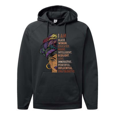 I Am Black Woman Black History Month Unapologetically Performance Fleece Hoodie