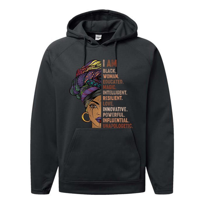 I Am Black Woman Black History Month Unapologetically Performance Fleece Hoodie