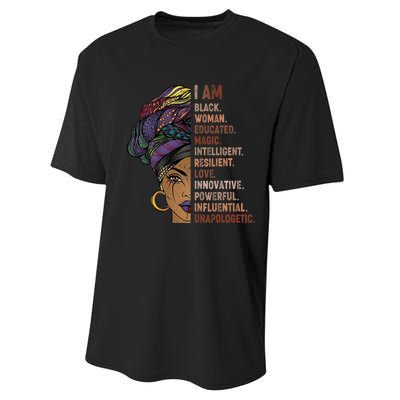 I Am Black Woman Black History Month Unapologetically Performance Sprint T-Shirt