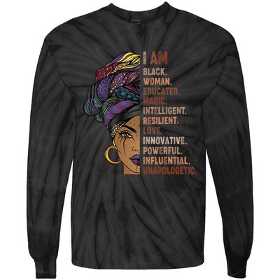 I Am Black Woman Black History Month Unapologetically Tie-Dye Long Sleeve Shirt