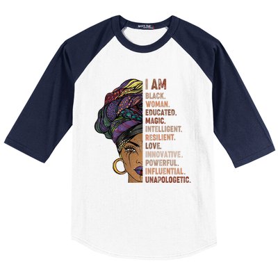 I Am Black Woman Black History Month Unapologetically Baseball Sleeve Shirt