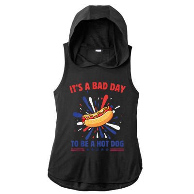 ItS A Bad Day To Be A Hot Dog 4th Of July Usa Fireworks Ladies PosiCharge Tri-Blend Wicking Draft Hoodie Tank