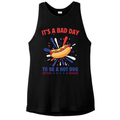 ItS A Bad Day To Be A Hot Dog 4th Of July Usa Fireworks Ladies PosiCharge Tri-Blend Wicking Tank