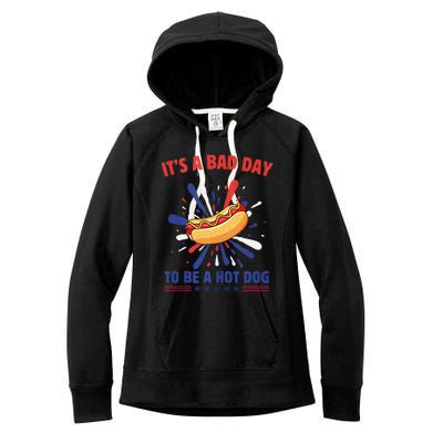 ItS A Bad Day To Be A Hot Dog 4th Of July Usa Fireworks Women's Fleece Hoodie