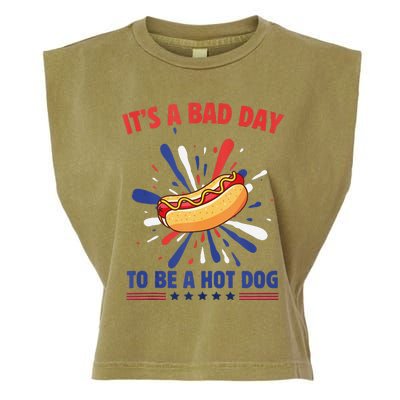 ItS A Bad Day To Be A Hot Dog 4th Of July Usa Fireworks Garment-Dyed Women's Muscle Tee