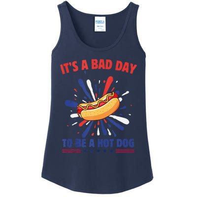 ItS A Bad Day To Be A Hot Dog 4th Of July Usa Fireworks Ladies Essential Tank