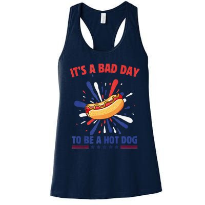 ItS A Bad Day To Be A Hot Dog 4th Of July Usa Fireworks Women's Racerback Tank