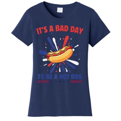 ItS A Bad Day To Be A Hot Dog 4th Of July Usa Fireworks Women's T-Shirt