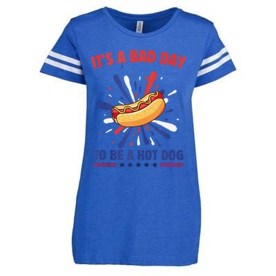 ItS A Bad Day To Be A Hot Dog 4th Of July Usa Fireworks Enza Ladies Jersey Football T-Shirt