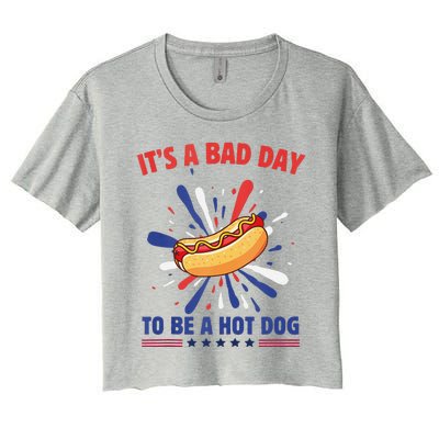 ItS A Bad Day To Be A Hot Dog 4th Of July Usa Fireworks Women's Crop Top Tee