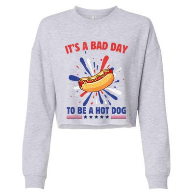 ItS A Bad Day To Be A Hot Dog 4th Of July Usa Fireworks Cropped Pullover Crew