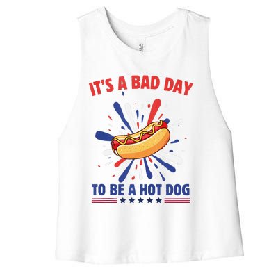 ItS A Bad Day To Be A Hot Dog 4th Of July Usa Fireworks Women's Racerback Cropped Tank