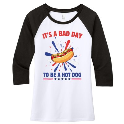 ItS A Bad Day To Be A Hot Dog 4th Of July Usa Fireworks Women's Tri-Blend 3/4-Sleeve Raglan Shirt