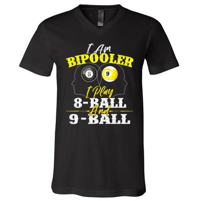 I Am Bipooler Snooker Game Pool Player Billiards Lover Gift V-Neck T-Shirt