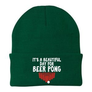 Its A Beautiful Day For Beer Pong Gag Ing Game Cute Gift Knit Cap Winter Beanie