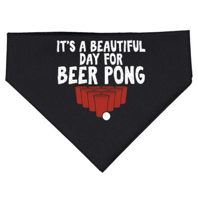 Its A Beautiful Day For Beer Pong Gag Ing Game Cute Gift USA-Made Doggie Bandana