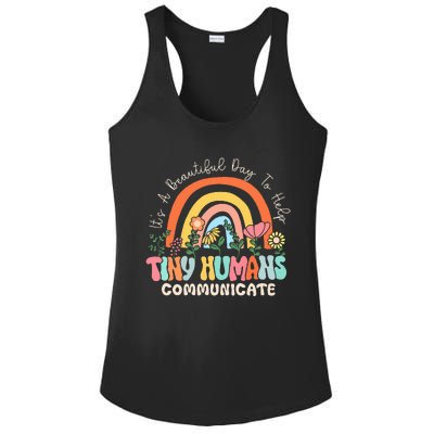 ItS A Beautiful Day To Help Tiny Humans Communicate Slp Ladies PosiCharge Competitor Racerback Tank