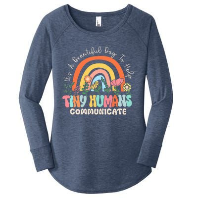 ItS A Beautiful Day To Help Tiny Humans Communicate Slp Women's Perfect Tri Tunic Long Sleeve Shirt