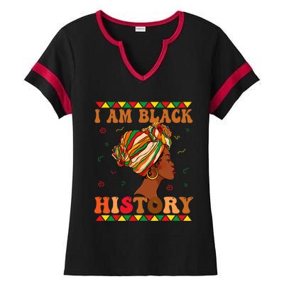 I Am Black History Month African American Ladies Halftime Notch Neck Tee