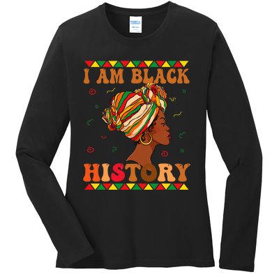 I Am Black History Month African American Ladies Long Sleeve Shirt