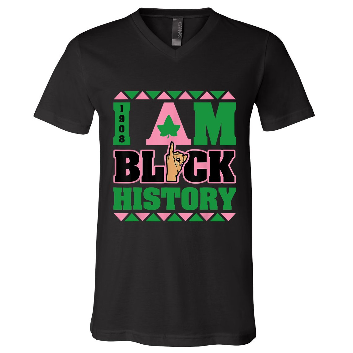 I Am Black History Womens AKA African Sorority V-Neck T-Shirt