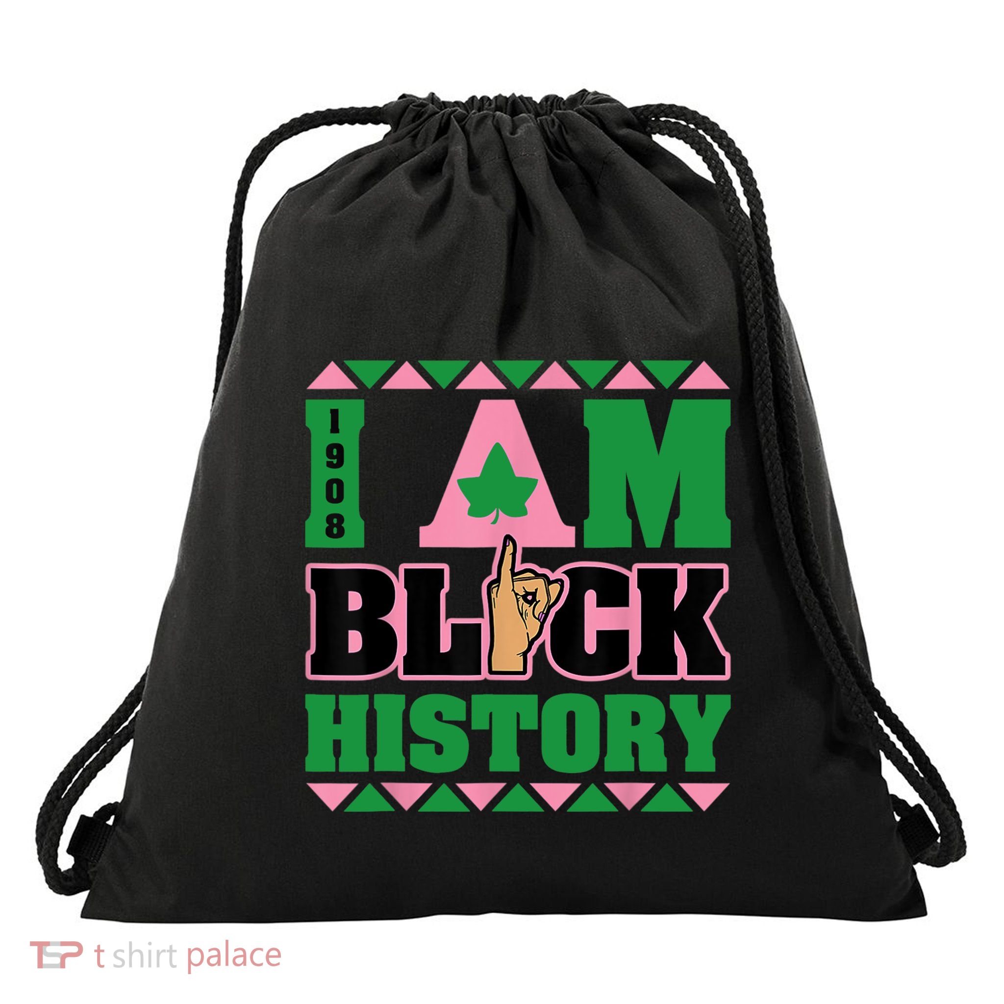 I Am Black History Womens AKA African Sorority Drawstring Bag