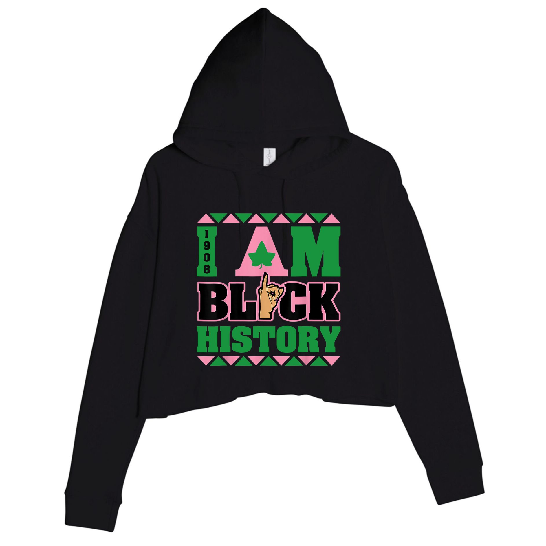 I Am Black History Womens AKA African Sorority Crop Fleece Hoodie