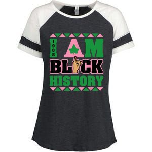 I Am Black History Womens AKA African Sorority Enza Ladies Jersey Colorblock Tee