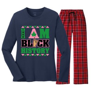 I Am Black History Womens AKA African Sorority Women's Long Sleeve Flannel Pajama Set 