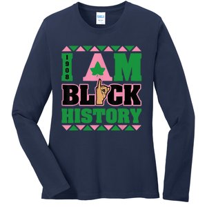 I Am Black History Womens AKA African Sorority Ladies Long Sleeve Shirt