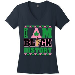 I Am Black History Womens AKA African Sorority Women's V-Neck T-Shirt