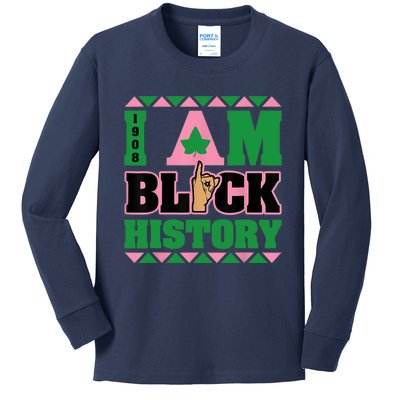 I Am Black History Womens AKA African Sorority Kids Long Sleeve Shirt