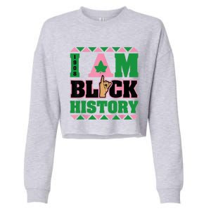 I Am Black History Womens AKA African Sorority Cropped Pullover Crew