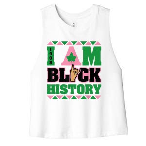 I Am Black History Womens AKA African Sorority Women's Racerback Cropped Tank