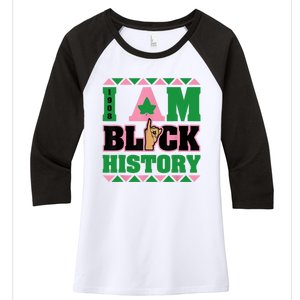 I Am Black History Womens AKA African Sorority Women's Tri-Blend 3/4-Sleeve Raglan Shirt