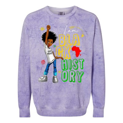 I Am Black History Month For Afro American Colorblast Crewneck Sweatshirt