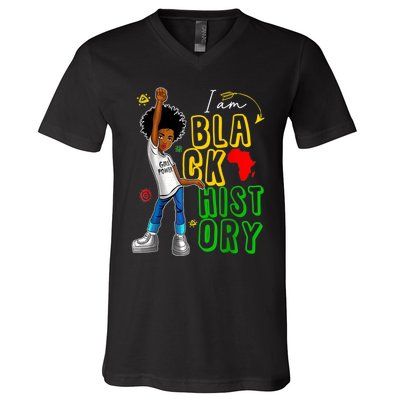 I Am Black History Month For Afro American V-Neck T-Shirt