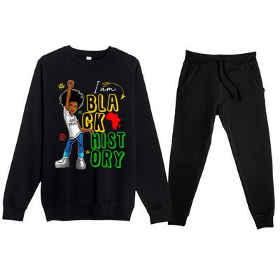 I Am Black History Month For Afro American Premium Crewneck Sweatsuit Set